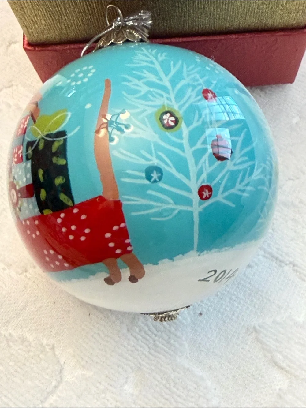 Li Bien Hand-Painted Teal Dachshund Holiday Ornament - Festive Dog Design